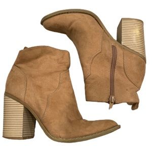 Express sand suede 2 inches heeled boots